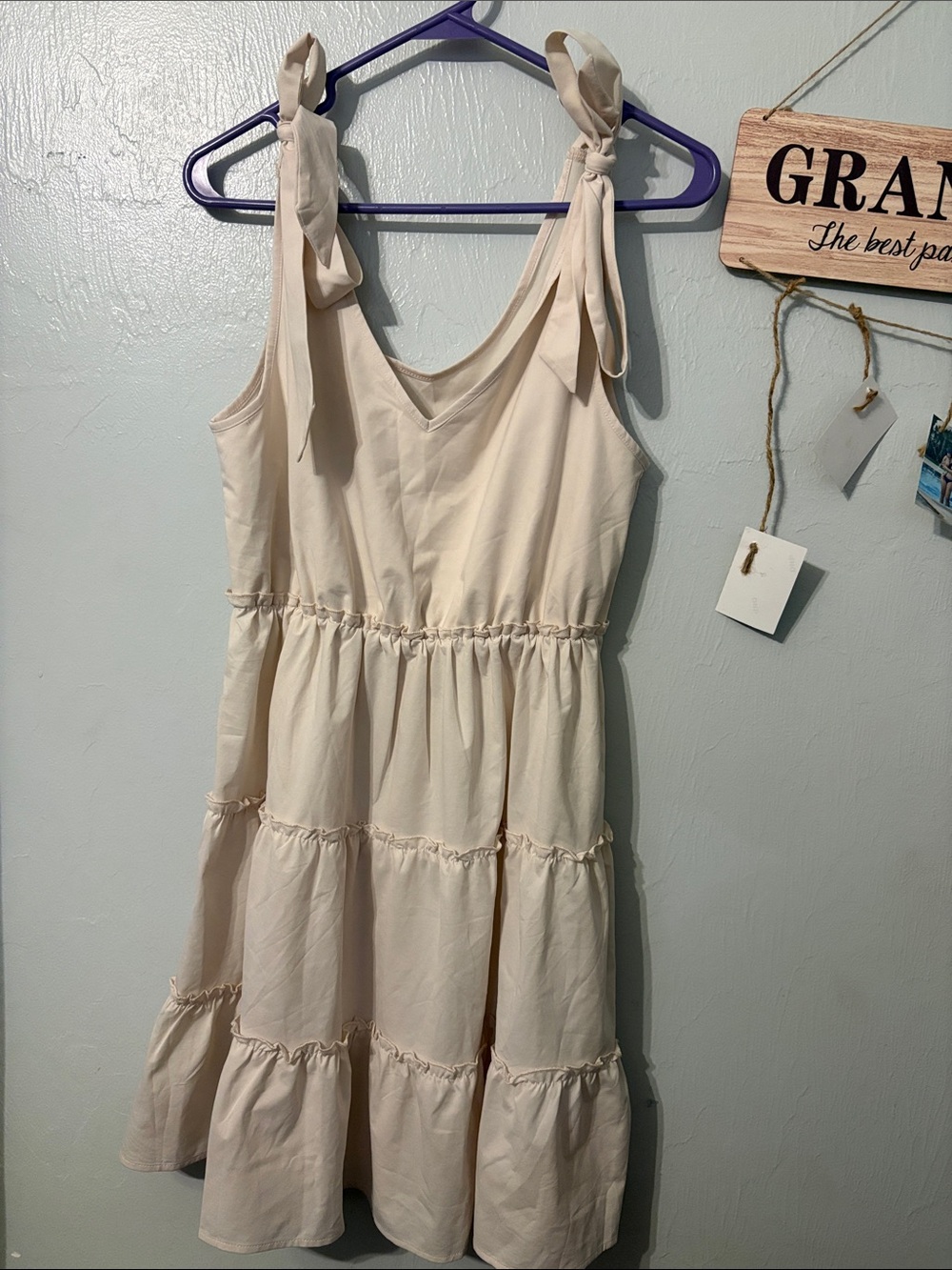 Women’s Cream Tie-Shoulder Midi Dress
